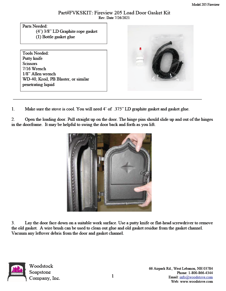 Fireview 205 Load Door Gasket Kit | Woodstove